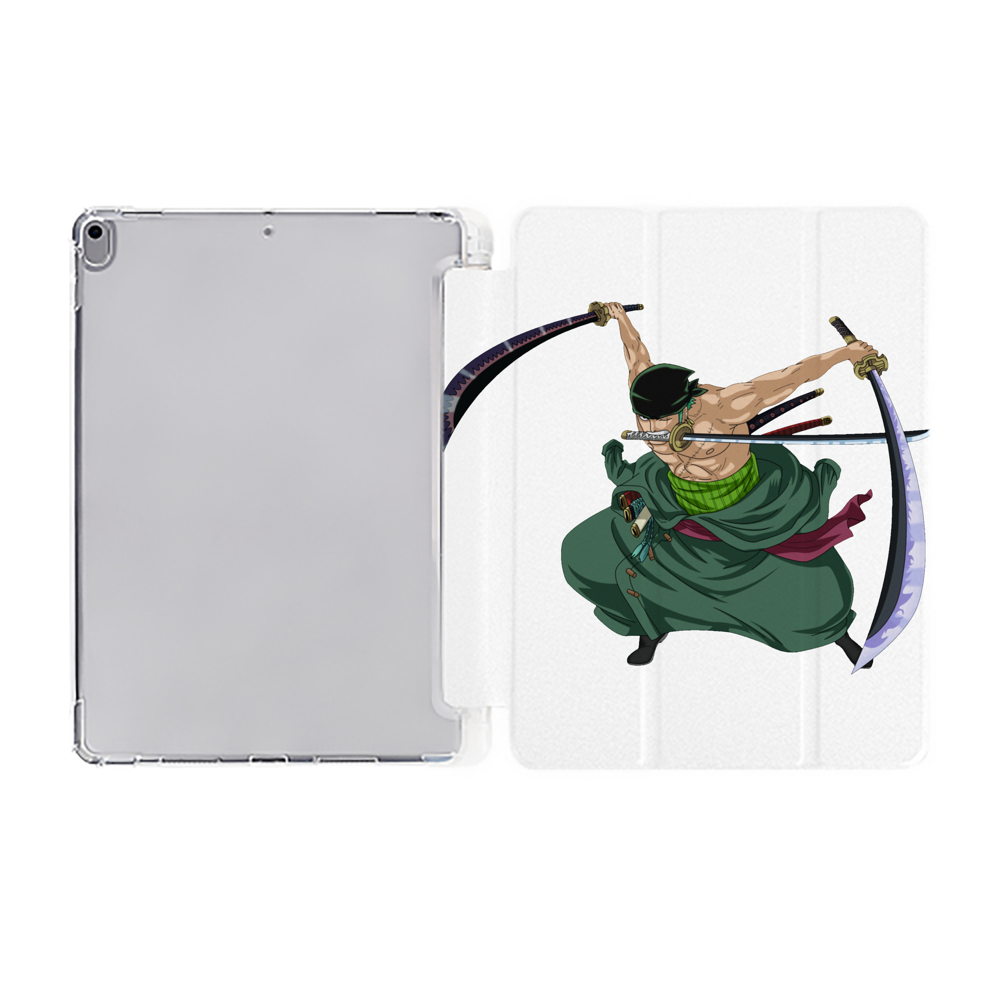 （画像用） ワンピース ロロノア・ゾロ ONE PIECE Roronoa Zoro IPad ケース ペン収納付き 三つ折りスタンド PUレザー×シリコン 対応機種9.5/10.5/10.9インチ